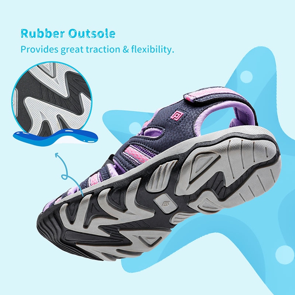 Boys Girls Quick-Dry Athletic Sandals - PURPLE LIGHT GREY - 3