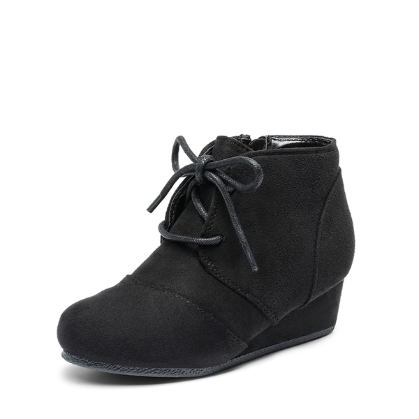 Cute and Comfortable Girl's Wedge Boots - BLACK -  0