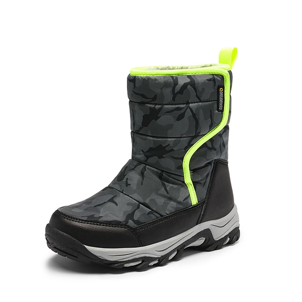 Kids Waterproof Faux Fur Snow Boots - CAMOUFLAGE GRAY -  0