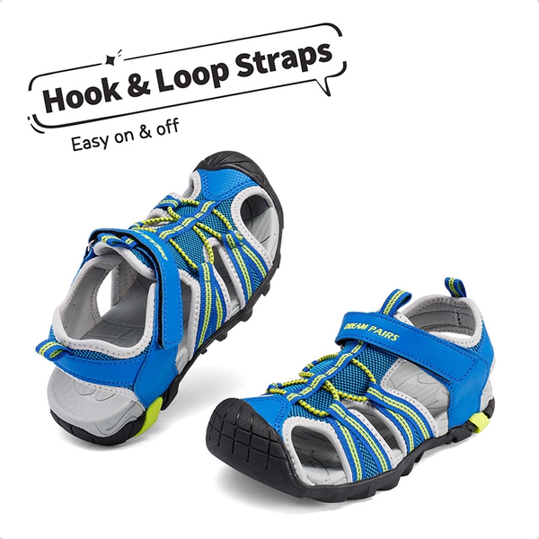 Boys Girls Outdoor Sports Sandals - ROYAL NEON GREEN LIGHT GREY - 2