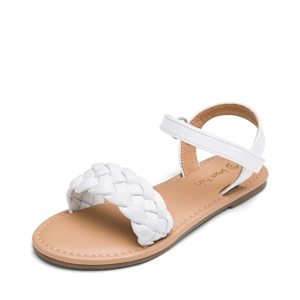 Girls Braided Flat Sandals - WHITE -  0