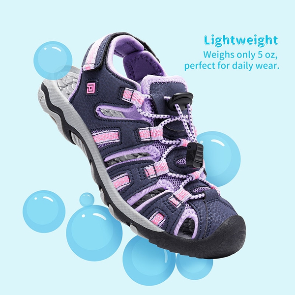 Boys Girls Quick-Dry Athletic Sandals - PURPLE LIGHT GREY - 5