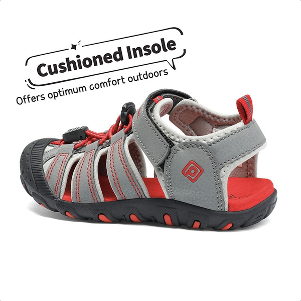 Kids Closed-Toe Athletic Sandals - GREY LIGHT GREY RED - 1