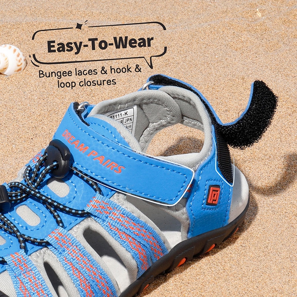 Boys Girls Cute Sports Sandals - BLUE GREY RED - 2