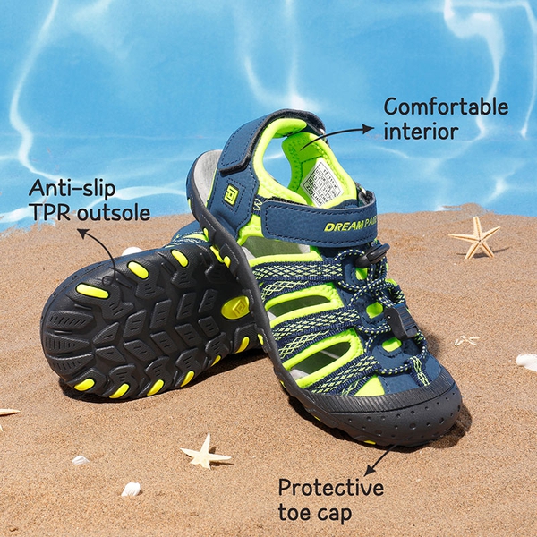 Boys Girls Cute Sports Sandals - NAVY NEON GREEN - 4