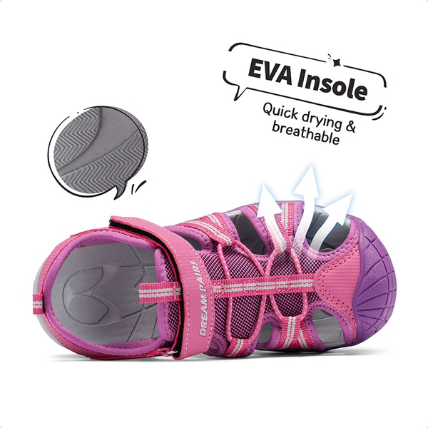 Boys Girls Outdoor Sports Sandals - FUCHSIA LIGHT GREY - 1