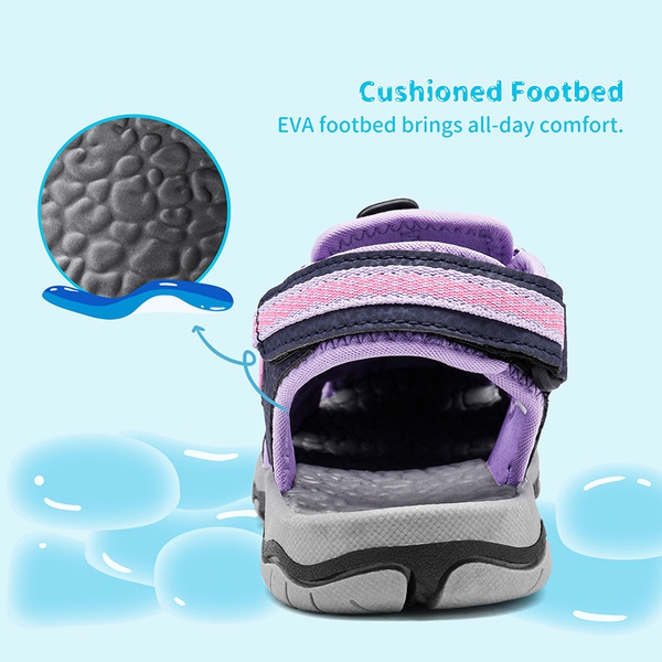 Boys Girls Quick-Dry Athletic Sandals - PURPLE LIGHT GREY - 4