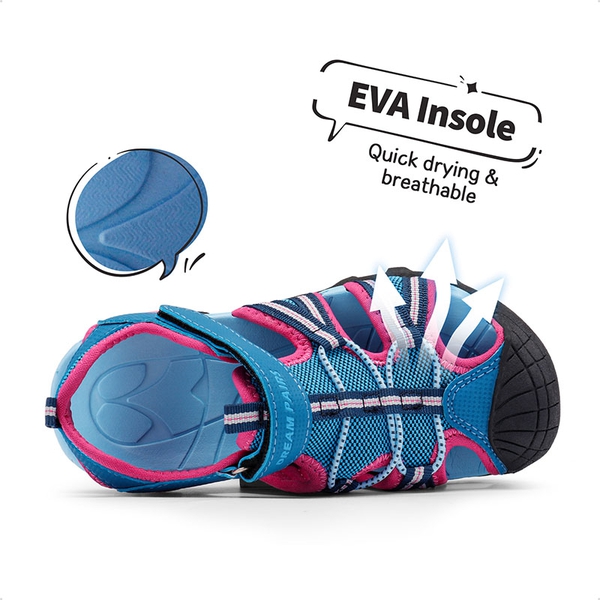 Boys Girls Outdoor Sports Sandals - NAVY FUCHSIA MINT - 1