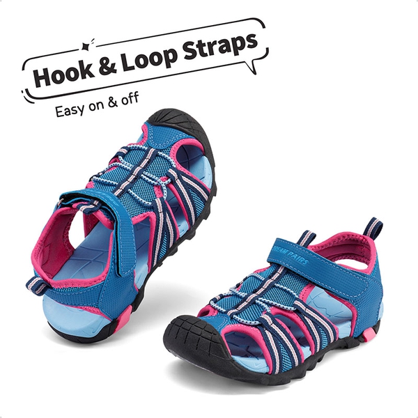 Boys Girls Outdoor Sports Sandals - NAVY FUCHSIA MINT - 2