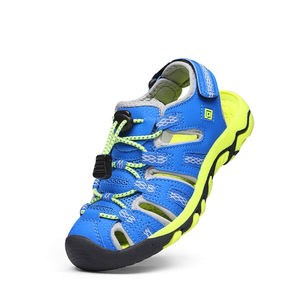 Boys Girls Quick-Dry Athletic Sandals - ROYAL BLUE GREY NEON GREEN -  0