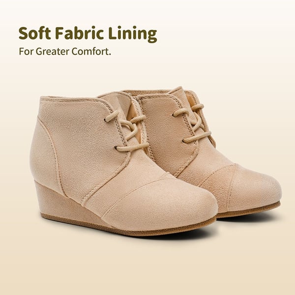 Cute and Comfortable Girl's Wedge Boots - BEIGE - 1