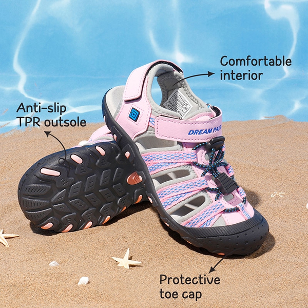 Boys Girls Cute Sports Sandals - PINK GREY BLUE - 4
