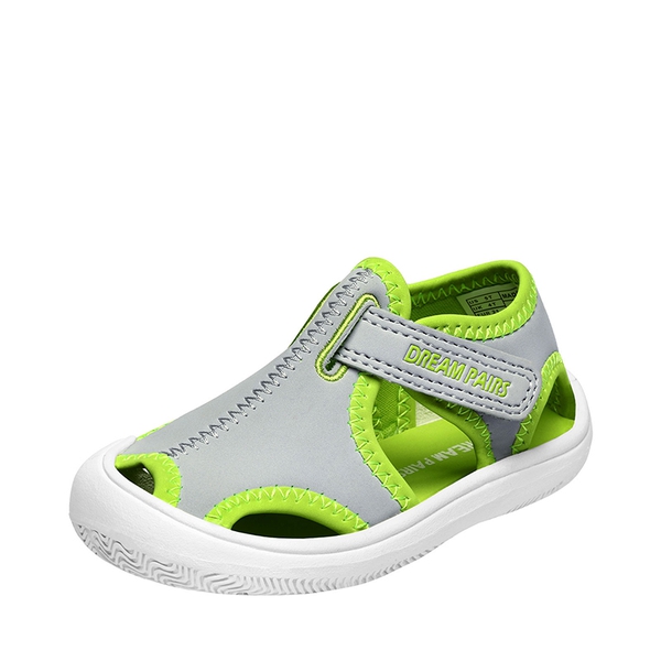Boys Girls Athletic Sandals - LIGHT GREY NEON GREEN -  0