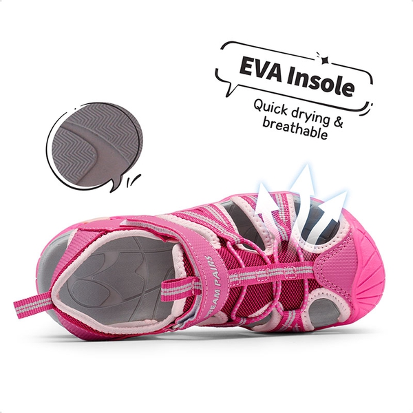 Boys Girls Outdoor Sports Sandals - FUCHSIA SHELL PINK - 1