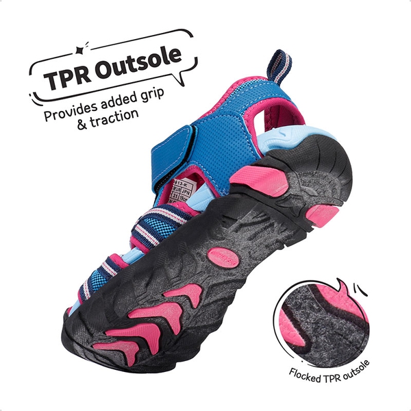 Boys Girls Outdoor Sports Sandals - NAVY FUCHSIA MINT - 3