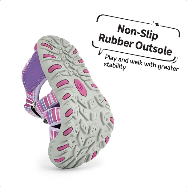 Kids Closed-Toe Athletic Sandals - PURPLE LIGHT PURPLE - 2