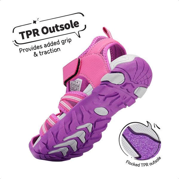 Boys Girls Outdoor Sports Sandals - FUCHSIA LIGHT GREY - 3