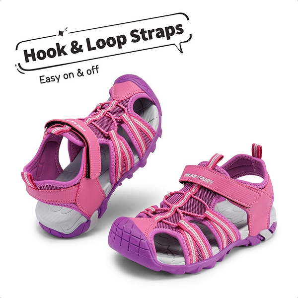 Boys Girls Outdoor Sports Sandals - FUCHSIA LIGHT GREY - 2
