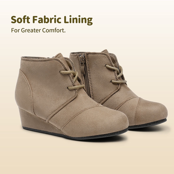 Cute and Comfortable Girl's Wedge Boots - TAUPE - 1