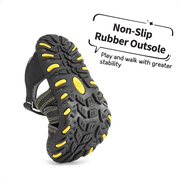 Kids Closed-Toe Athletic Sandals - BLACK GREY YELLOW - 2
