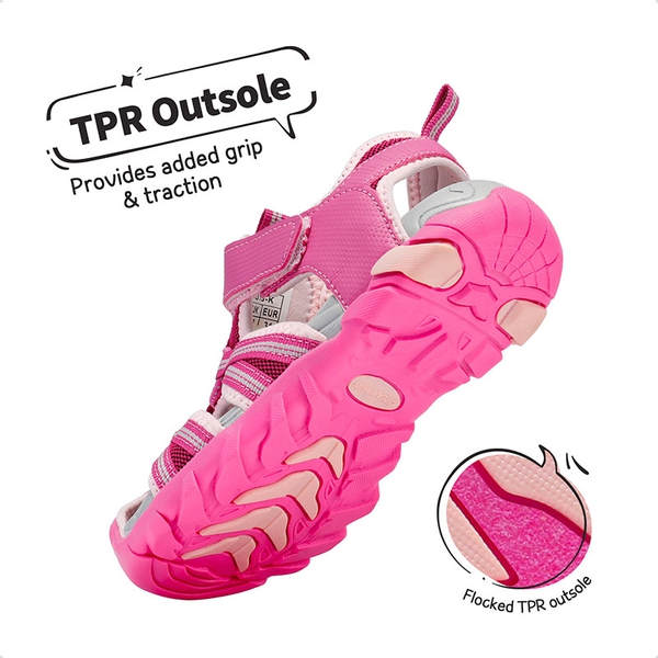 Boys Girls Outdoor Sports Sandals - FUCHSIA SHELL PINK - 3