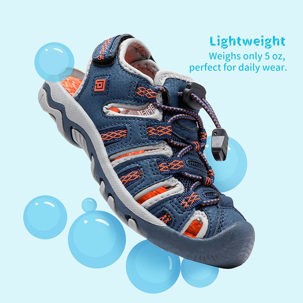 Boys Girls Quick-Dry Athletic Sandals - NAVY LIGHT GREY ORANGE - 5