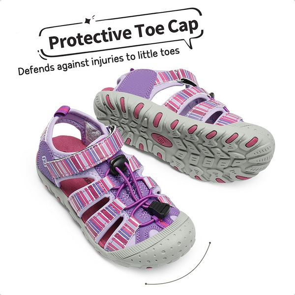 Kids Closed-Toe Athletic Sandals - PURPLE LIGHT PURPLE - 3