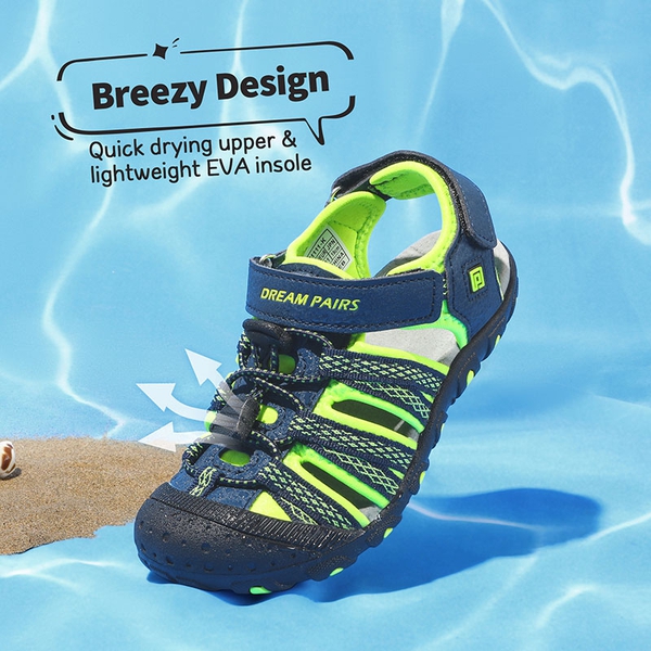 Boys Girls Cute Sports Sandals - NAVY NEON GREEN - 3