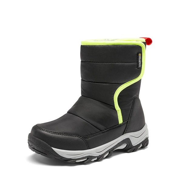 Kids Waterproof Faux Fur Snow Boots - BLACK -  0