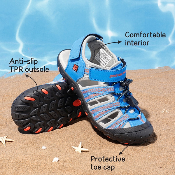 Boys Girls Cute Sports Sandals - BLUE GREY RED - 4