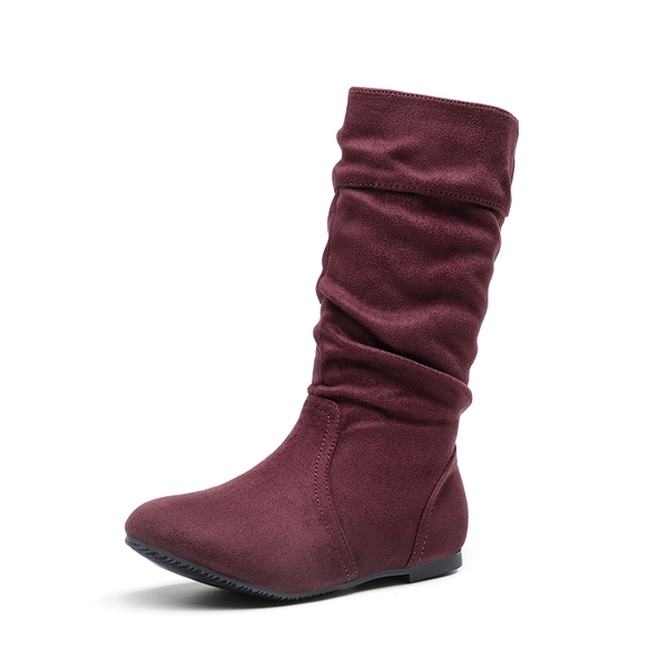 Girls Knee High Boots - BURGUNDY -  0