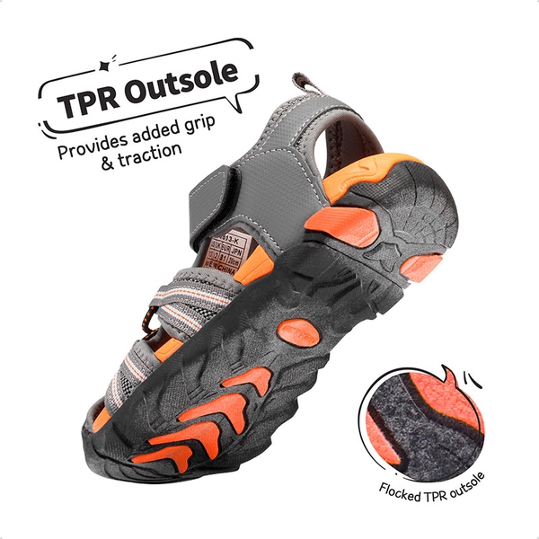 Boys Girls Outdoor Sports Sandals - DARK GREY ORANGE - 3
