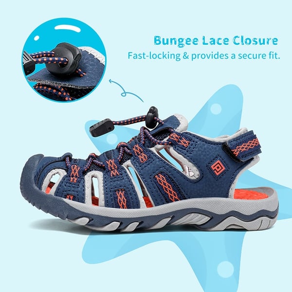 Boys Girls Quick-Dry Athletic Sandals - NAVY LIGHT GREY ORANGE - 1