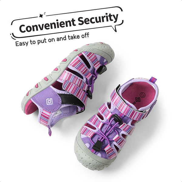 Kids Closed-Toe Athletic Sandals - PURPLE LIGHT PURPLE - 4