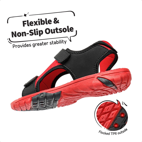 Kids Outdoor Quick Dry Sport Sandals - BLACK RED - 1