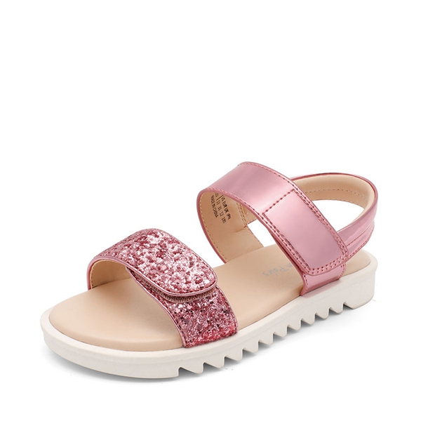 Girls Glittering Strap Flat Sandals - HOT PINK -  0