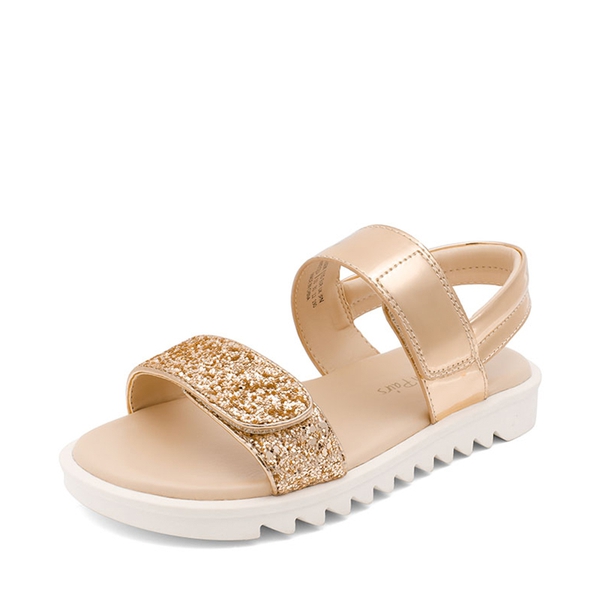 Girls Glittering Strap Flat Sandals - ROSE GOLD -  0