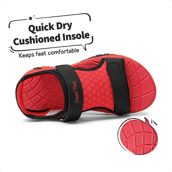 Kids Outdoor Quick Dry Sport Sandals - BLACK RED - 2