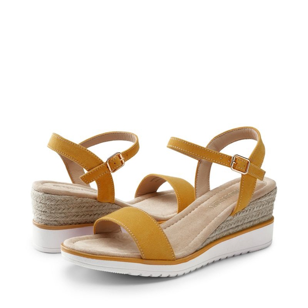  Espadrille Ankle Strap Wedge Sandals - YELLOW - 4