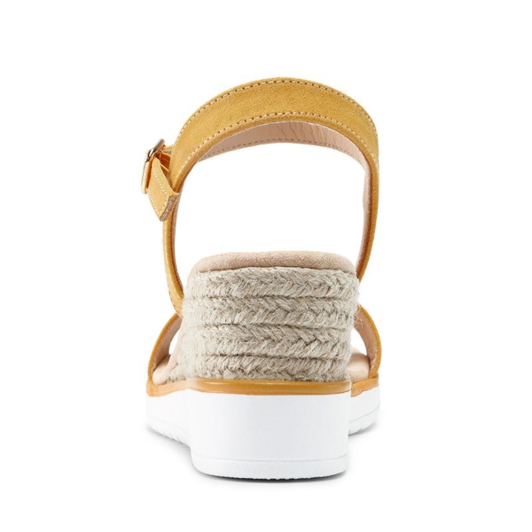  Espadrille Ankle Strap Wedge Sandals - YELLOW - 3