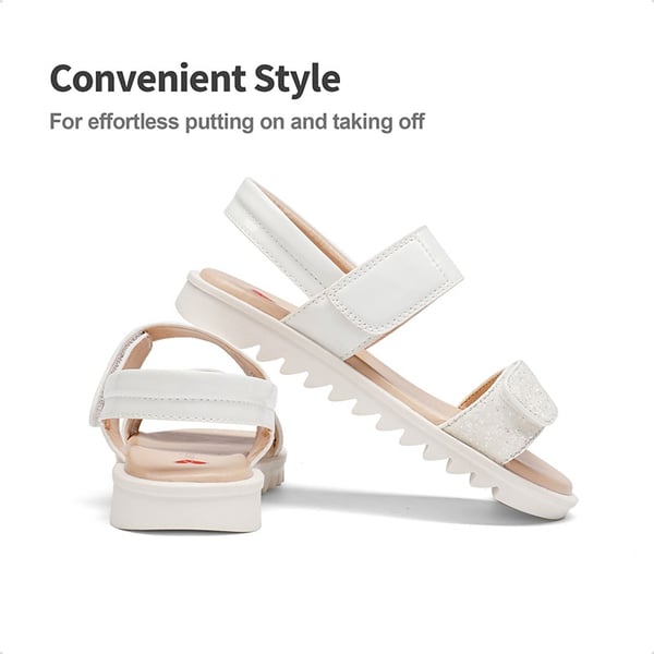 Girls Glittering Strap Flat Sandals - WHITE - 4