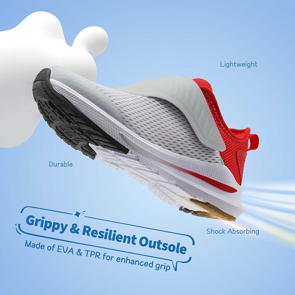 Kids Aircraft-inspired Wing Hook Breathable Sneakers - GREY RED - 3