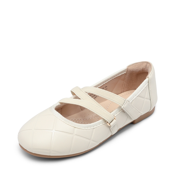 Girls Stitched Detail Elastic Crossover Straps Flats - IVORY -  0