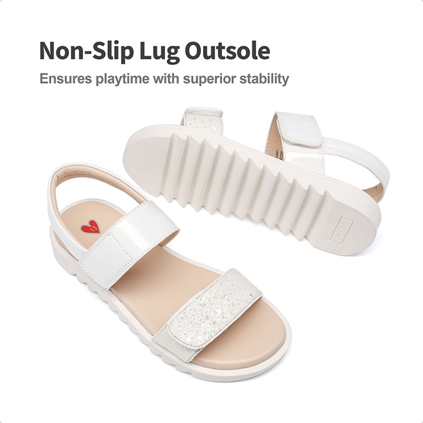 Girls Glittering Strap Flat Sandals - WHITE - 3