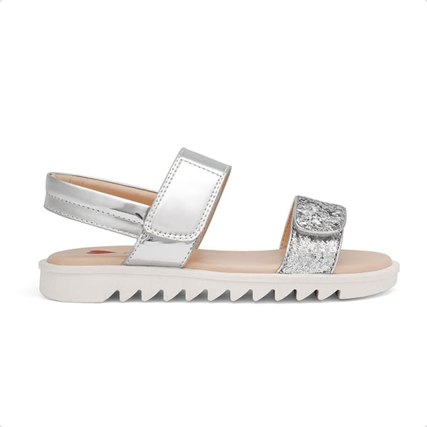 Girls Glittering Strap Flat Sandals - SILVER - 1