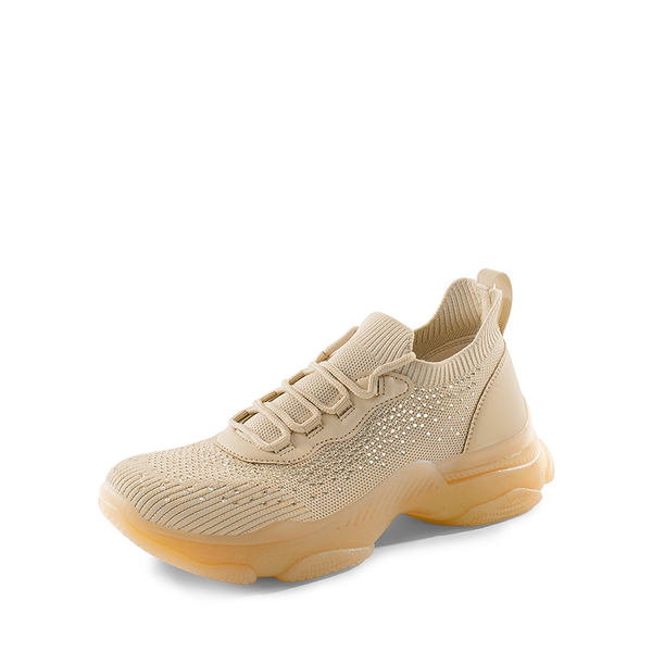 Breathable Knitted Rhinestone Platform Sneakers - BLUSH MULTI -  0