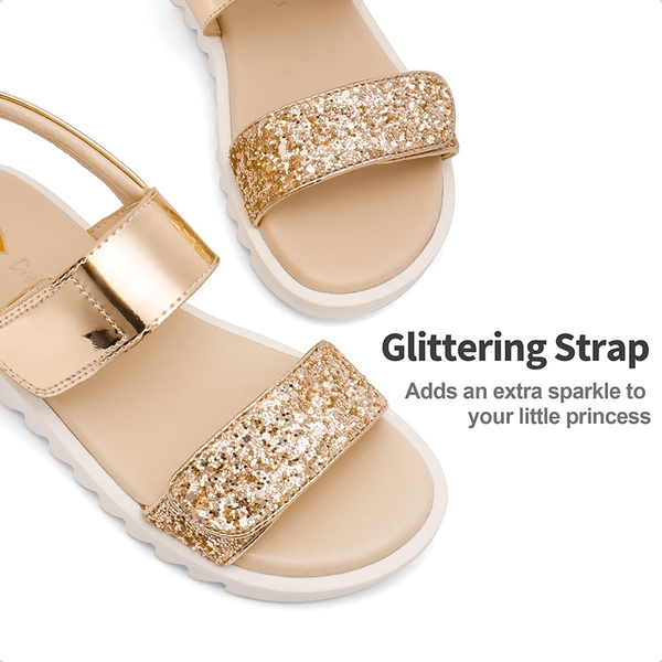 Girls Glittering Strap Flat Sandals - ROSE GOLD - 2