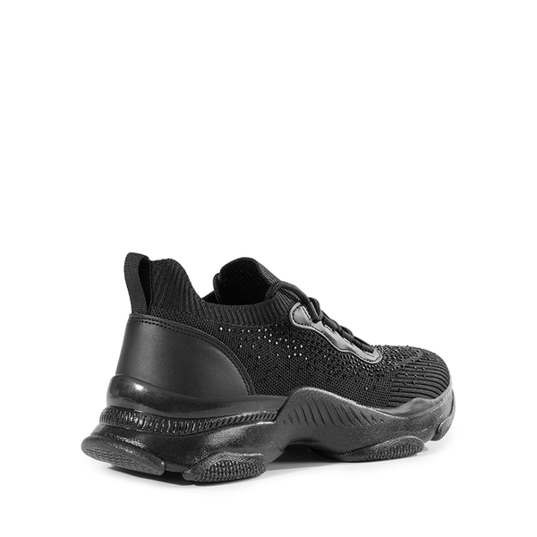 Breathable Knitted Rhinestone Platform Sneakers - ALL BLACK - 2