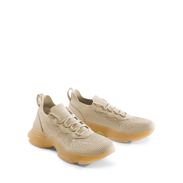 Breathable Knitted Rhinestone Platform Sneakers - BLUSH MULTI - 4