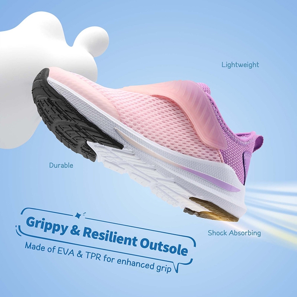Kids Aircraft-inspired Wing Hook Breathable Sneakers - PURPLE PINK - 3